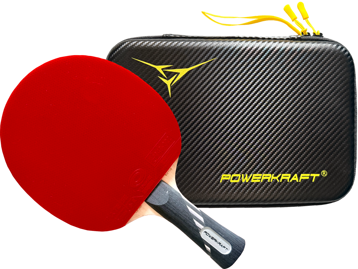 A beginner-friendly table tennis racket alongside a racket case
