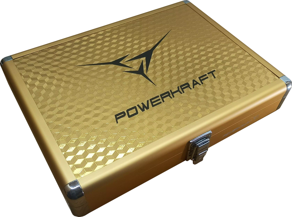 Powerkraft aluminium table tennis racket case in gold finish