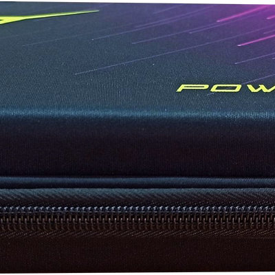 Side view of the dark Powerkraft EVA case showing its purple gradient and zipper
