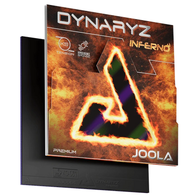 Angled view of Joola Dynaryz Inferno table tennis rubber packaging