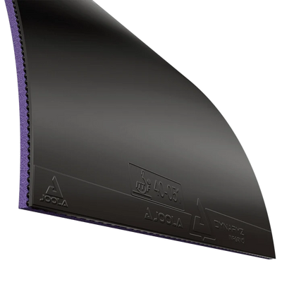 Black Joola Dynaryz Inferno rubber showing its topsheet and sponge edge