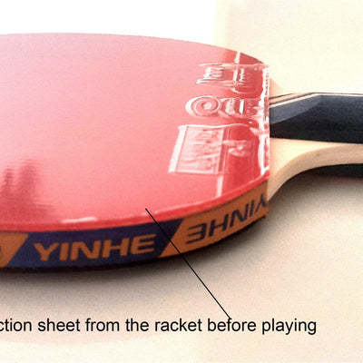 Side view of the Powerkraft Rakshak racket showing its rubber, edge tape and handle