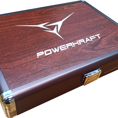 Powerkraft aluminium table tennis racket case in wood finish