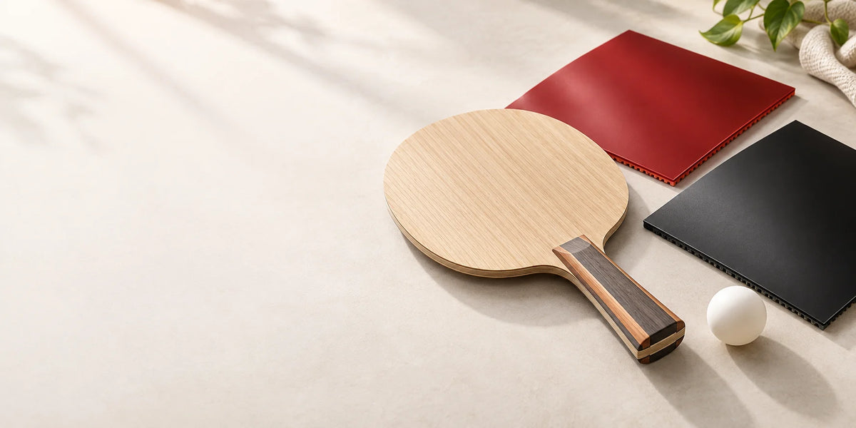 Table tennis blade and rubbers for a custom racket setup