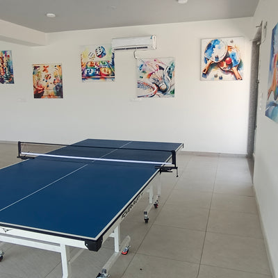Powerkraft Championship Edition 18mm table tennis table set up in an indoor room